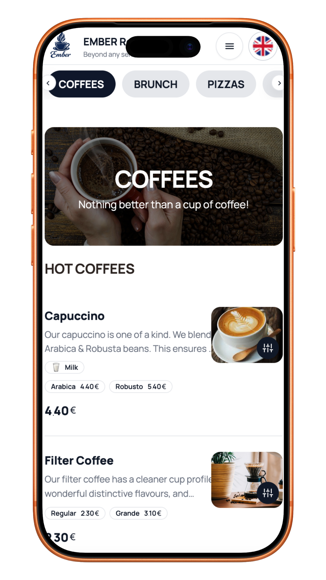 Screenshot of a store page in mobile view