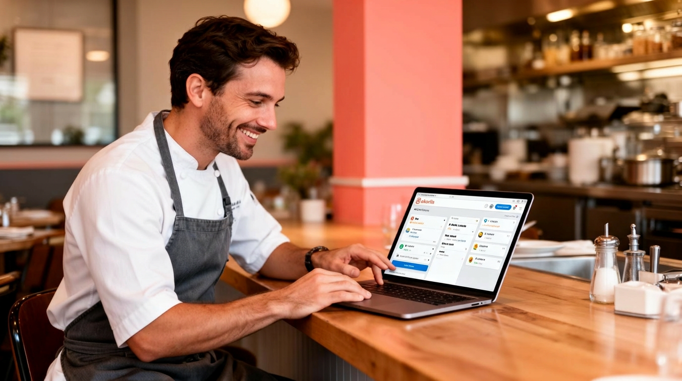 Online ordering system dashboard for restaurants showing orders and menu
